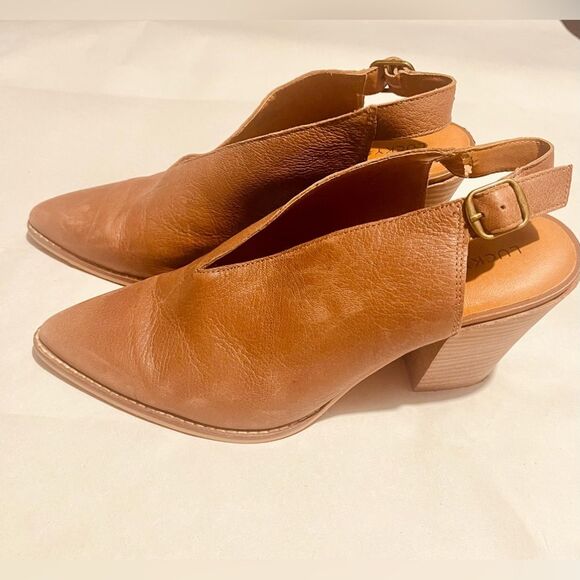 lucky brand shoes Brown leader Block heel Open Back Western Inspired Women’s 10 - Picture 4 of 9